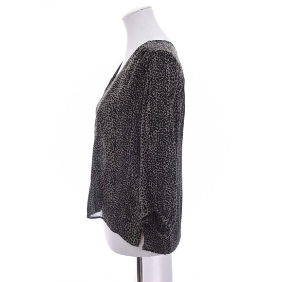 Joie Womens 100% Silk Chiffon Popover Blouse Top Leopard Print Gray Sz XS - Picture 5 of 10